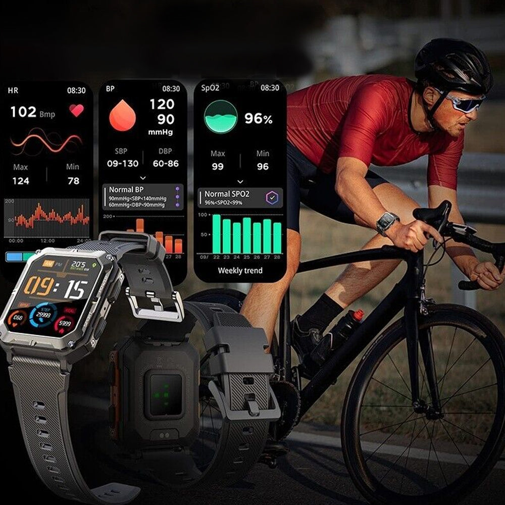 1.83 Inch Military Smart Bluetooth Watch Tactical Tracker Fitness Watch - Black