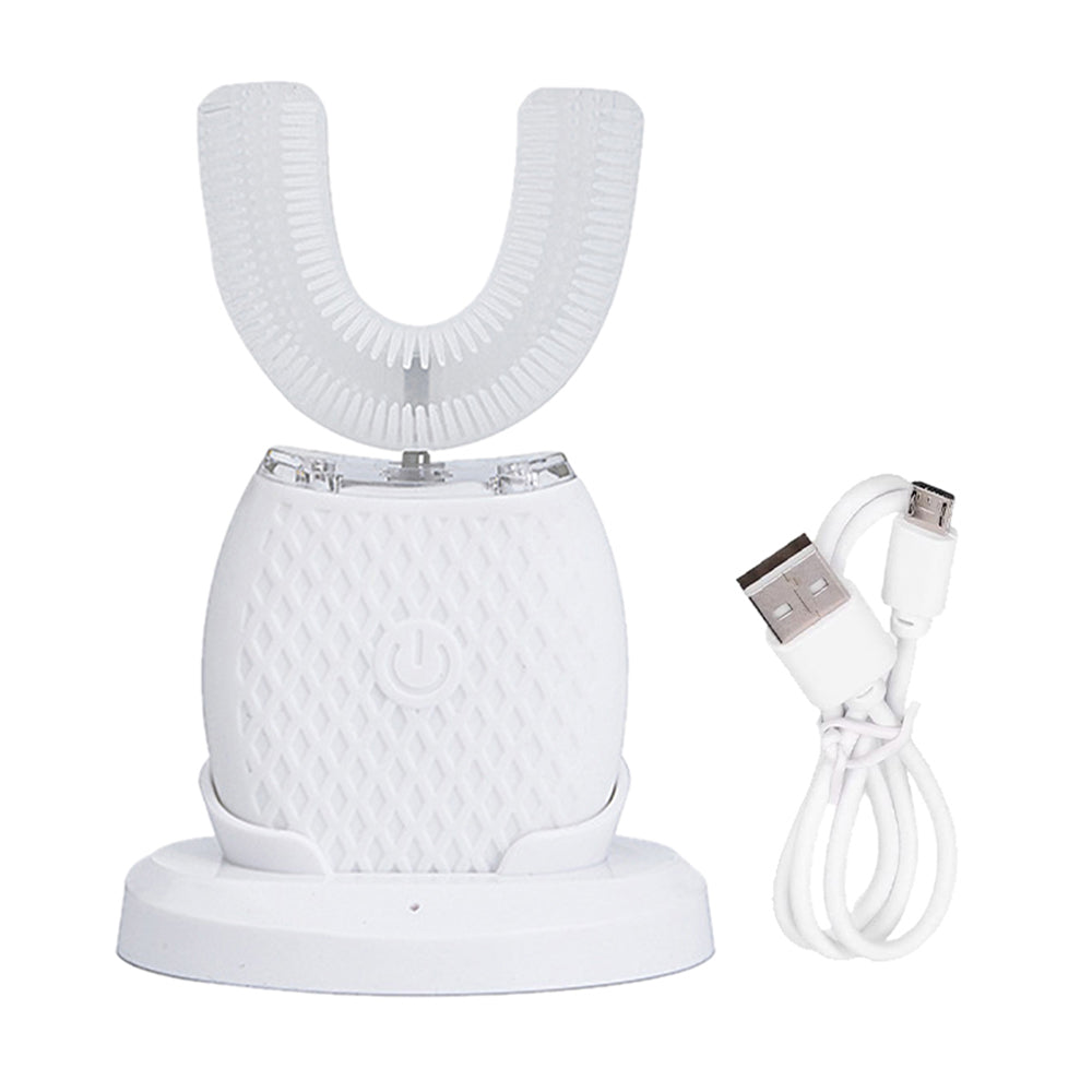 U Shaped Toothbrush 360 Degree Ultrasonic Electric Toothbrush for Adults White