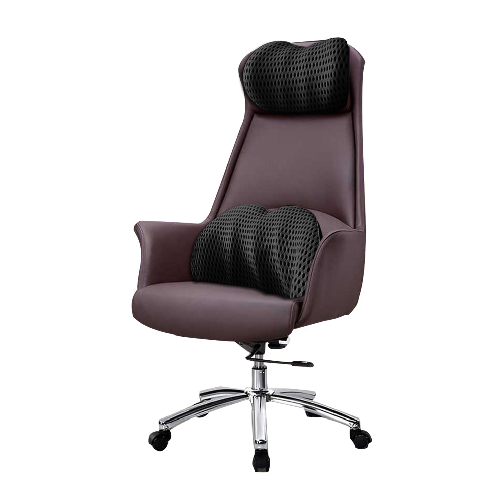 2Pcs Car Seat Memory Foam Lumbar Back Pillow Neck Pillow Black