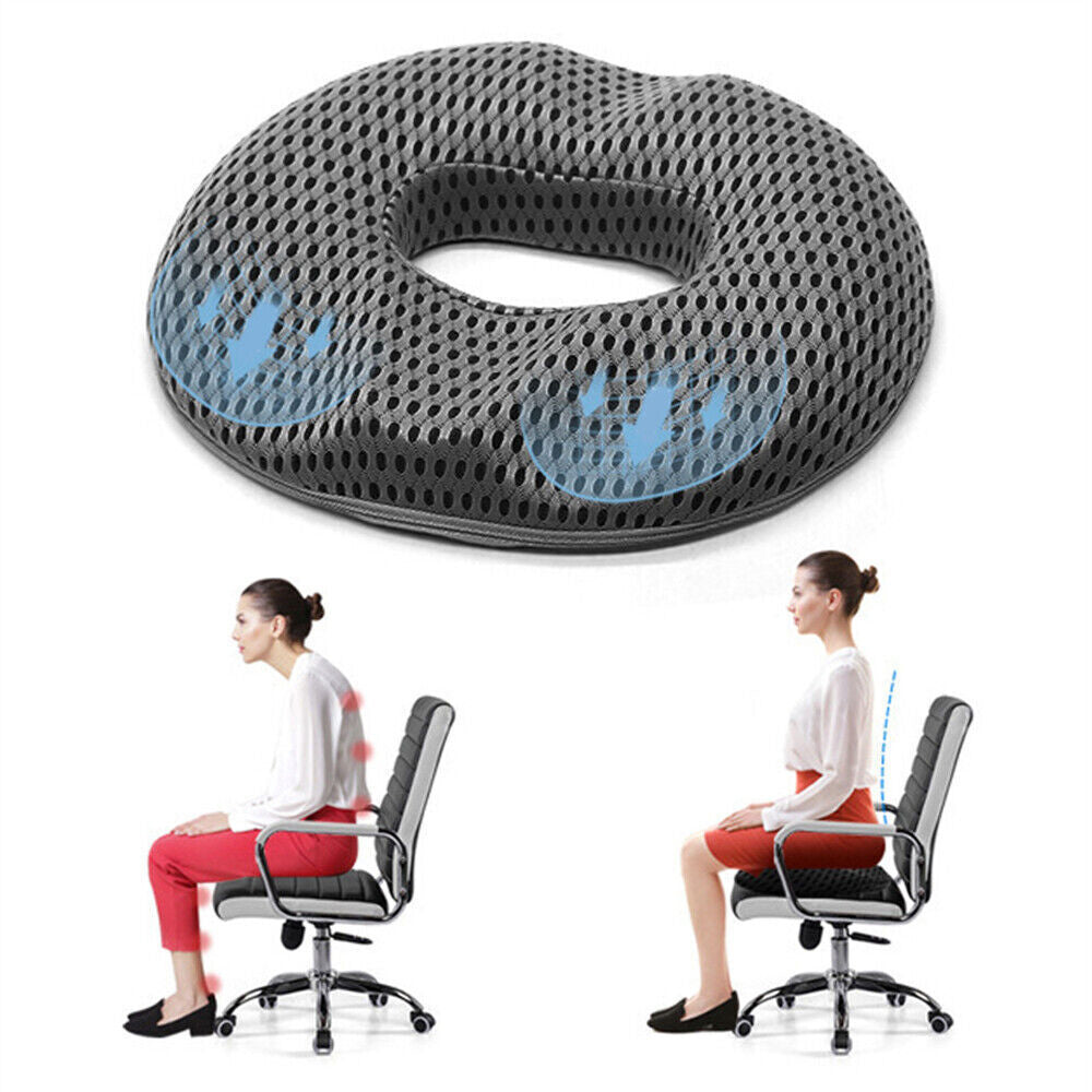 Donut Seat Cushion Thick Memory Foam Cushion for Men Black
