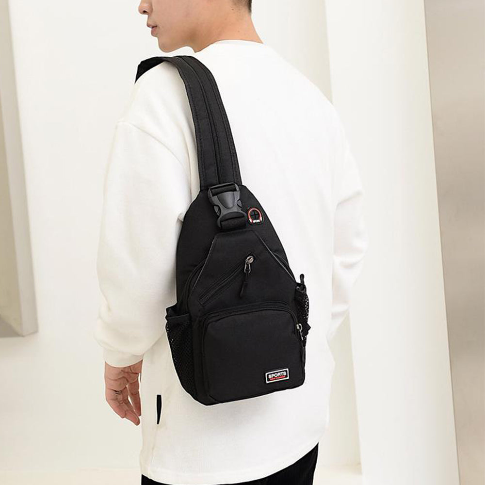 2Pcs Outdoor Travel Shoulder Sling Chest Pack Backpack Black