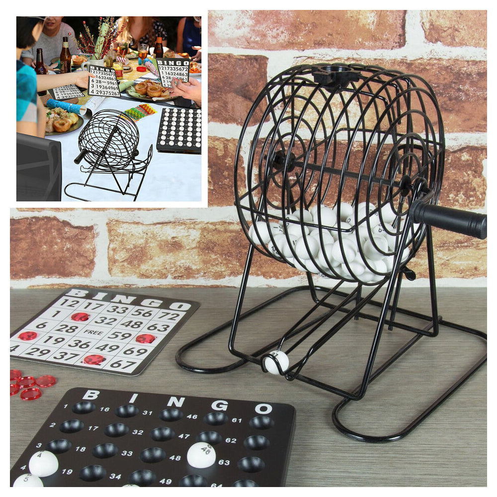 2Pcs Metal Bingo Game Machine Family Bingo Game Set with Bingo Cards