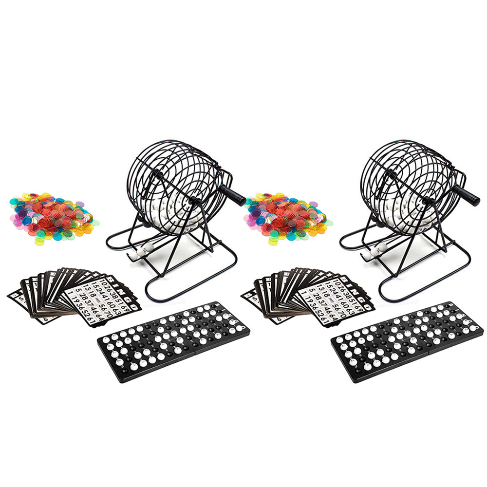 2Pcs Metal Bingo Game Machine Family Bingo Game Set with Bingo Cards