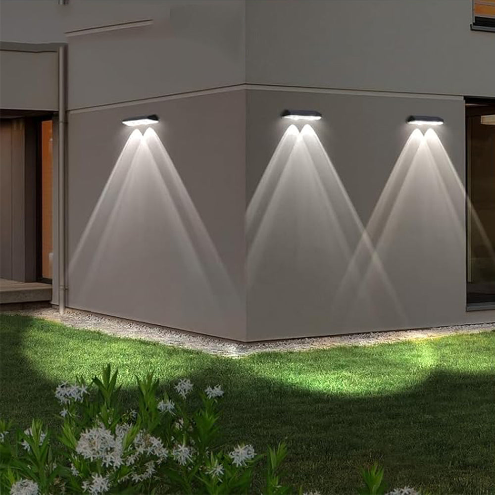 2Pcs Solar Powered LED Wall Washer Light Dimmable Fence Garden Wall Light