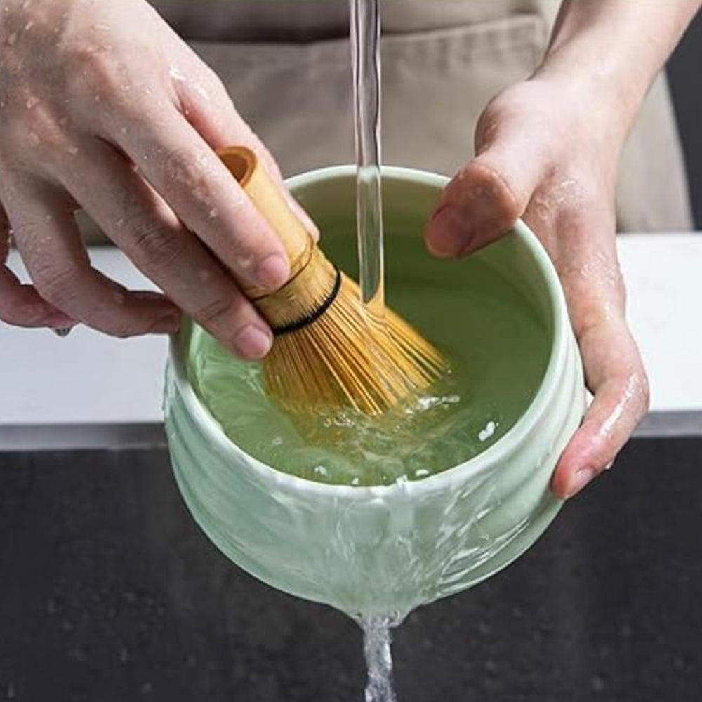 4Pcs Traditional Japanese Matcha Tea Set Bowl Whisk Scoop Accessories Cyan