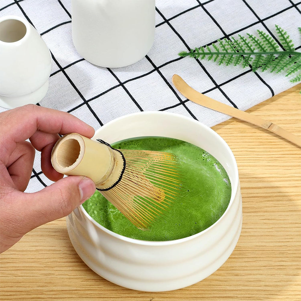 4Pcs Traditional Japanese Matcha Tea Set Bowl Whisk Scoop Accessories White