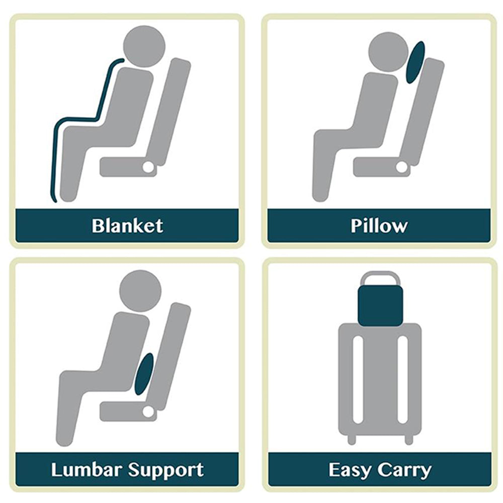 3 in 1 Plane Shawl Blanket Soft Travel Blanket Pillow with Luggage Strap Blue