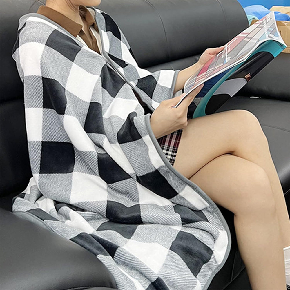 3 in 1 Plane Shawl Blanket Soft Travel Blanket Pillow with Luggage Strap White