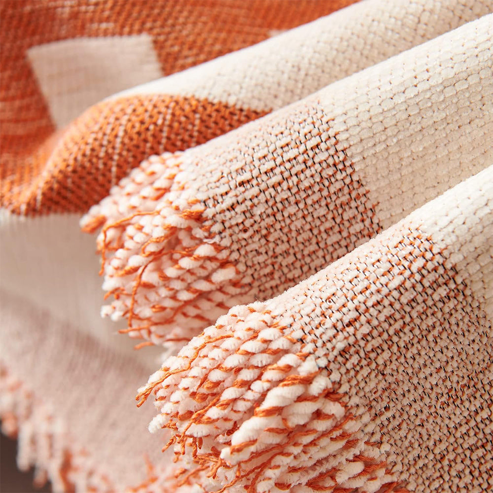 180x380cm Boho Sofa Throw Blanket Geometry Couch Cover Sofa Slipcover Orange