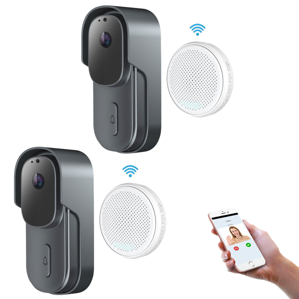2Pcs Wireless Smart Video Doorbell with Night Vision Intercom Security Camera