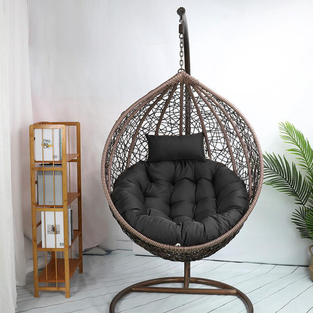 100cm Hanging Egg Chair Cushion Outdoor Hanging Backet Seat Cushion Pad Black