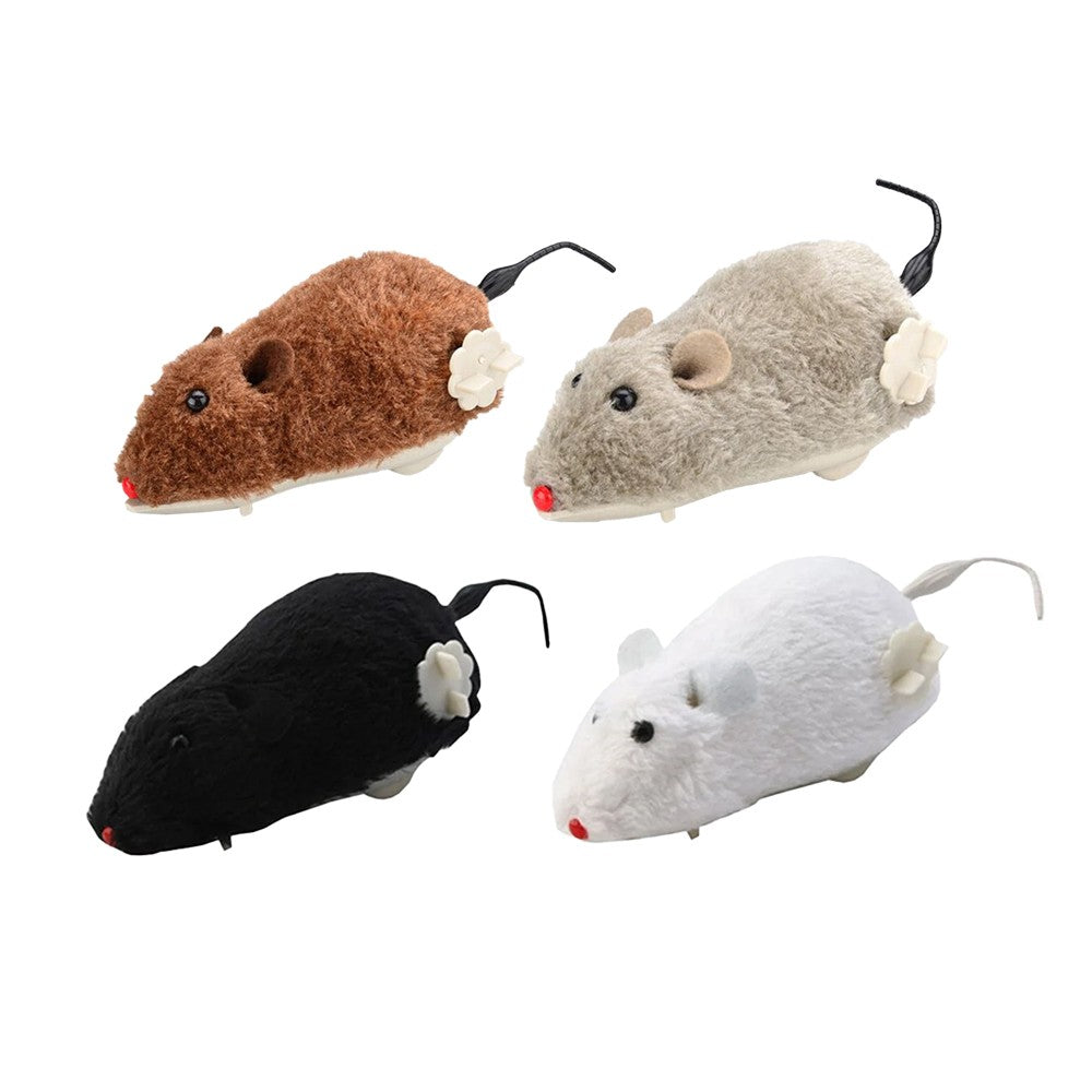 4Pcs Cat Toy Realistic Clockwork Plush Mouse Toy Cat Chew Toy