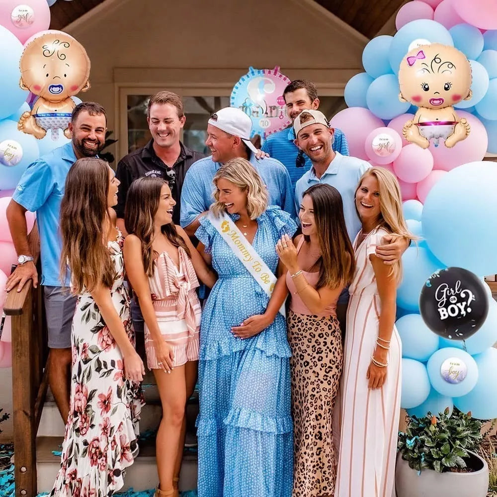 111Pcs Gender Reveal Balloon Set Arch Kit with Pink and Blue Balloons