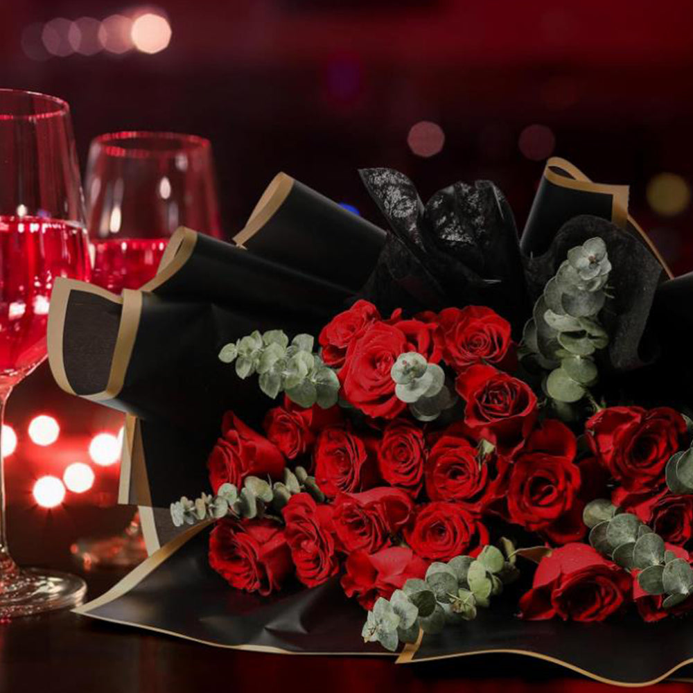 20Pcs Flower Wrapping Paper Water-resistant Bouquet Packaging Paper Black