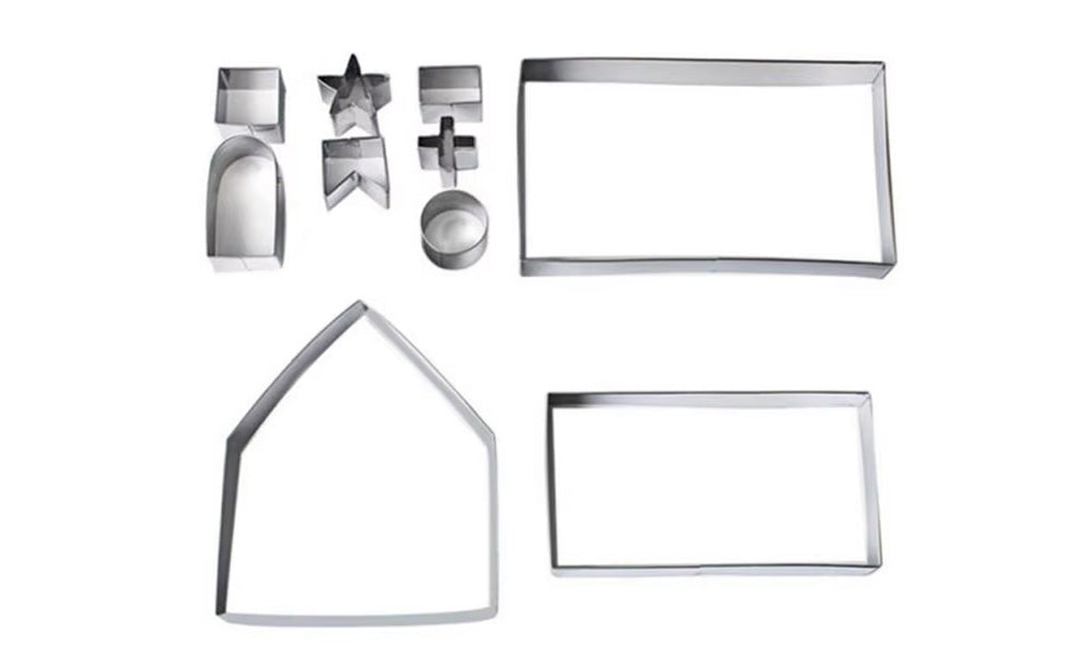 18PCS Stainless Steel 3D Christmas Cookie Cutter Set Gingerbread House Shapes