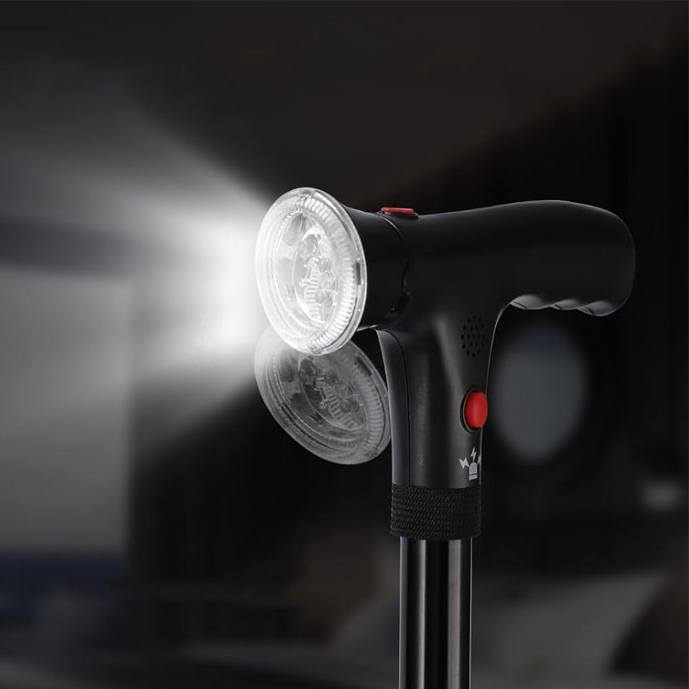 Adjustable Walking Cane with LED Light Alarm for Seniors/Adults