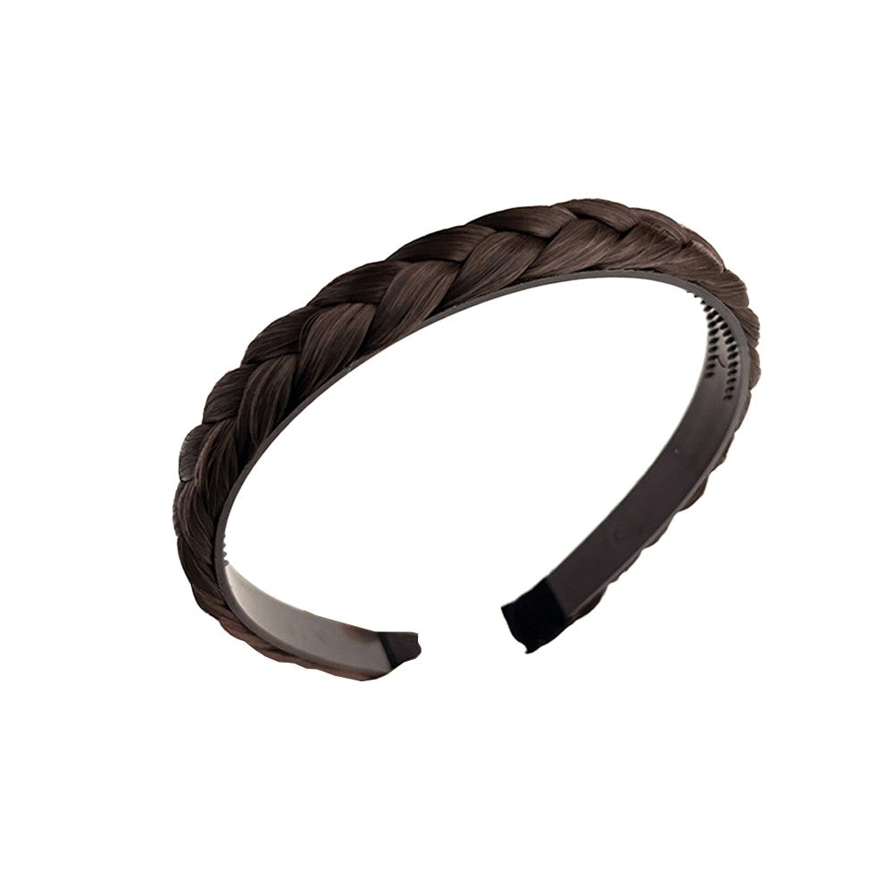 2Pcs Braided Hair Band Hair Plaited Headband Hair Accessories - Dark Brown