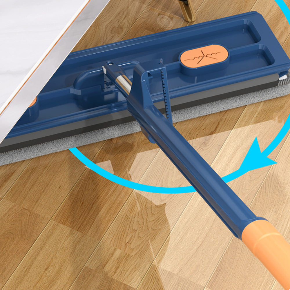 Large Flat Mop 360 Degree Rotatable Adjustable Mop with 2 Washable Pads - Blue