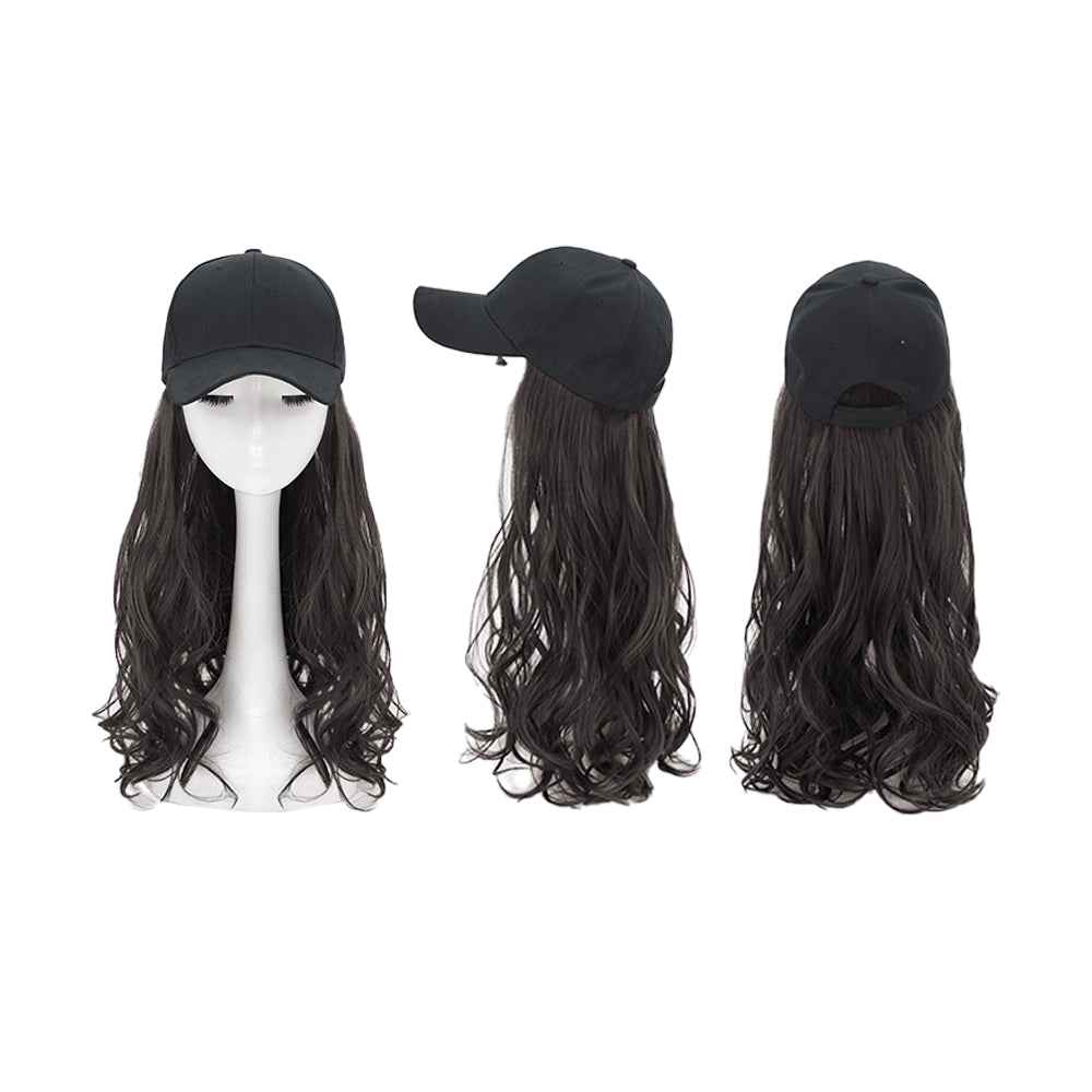 Curly Long Wig Baseball Cap Adjustable Sun Visor Hat for Women Girls