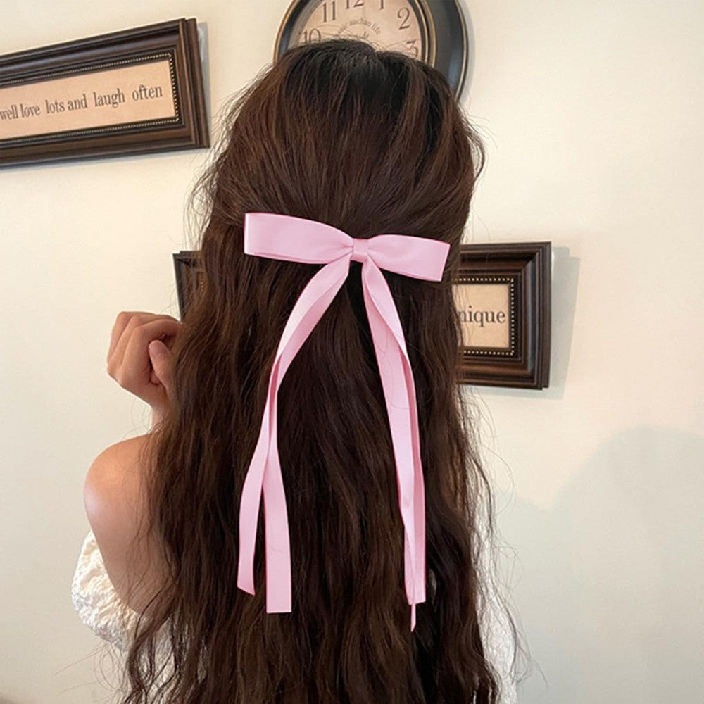 6Pcs Satin Bow Hair Clips Ribbon Barrette Hair Accessories - Style B