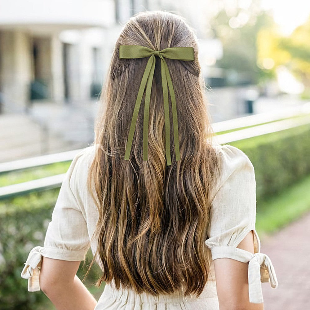 6Pcs Satin Bow Hair Clips Ribbon Barrette Hair Accessories - Style D