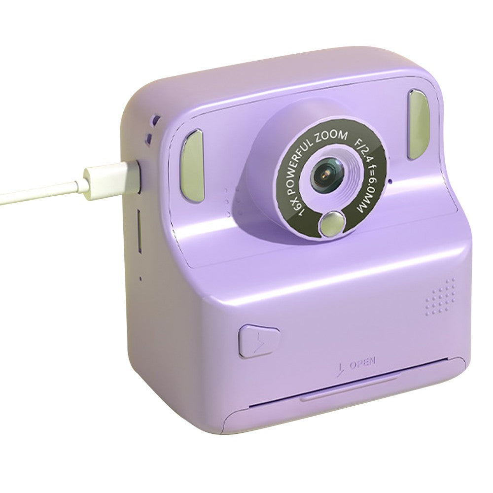 Kids Instant Print Camera with Memory Card and 5 Rolls of Print Paper - Purple