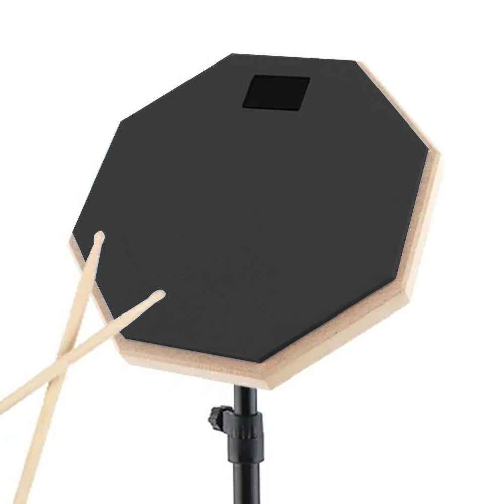 20cm Drum Practice Pad Rubber Dumb Drum with Drum Stand for Beginner - Black