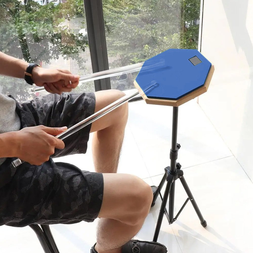 20cm Drum Practice Pad Rubber Dumb Drum with Drum Stand for Beginner - Blue