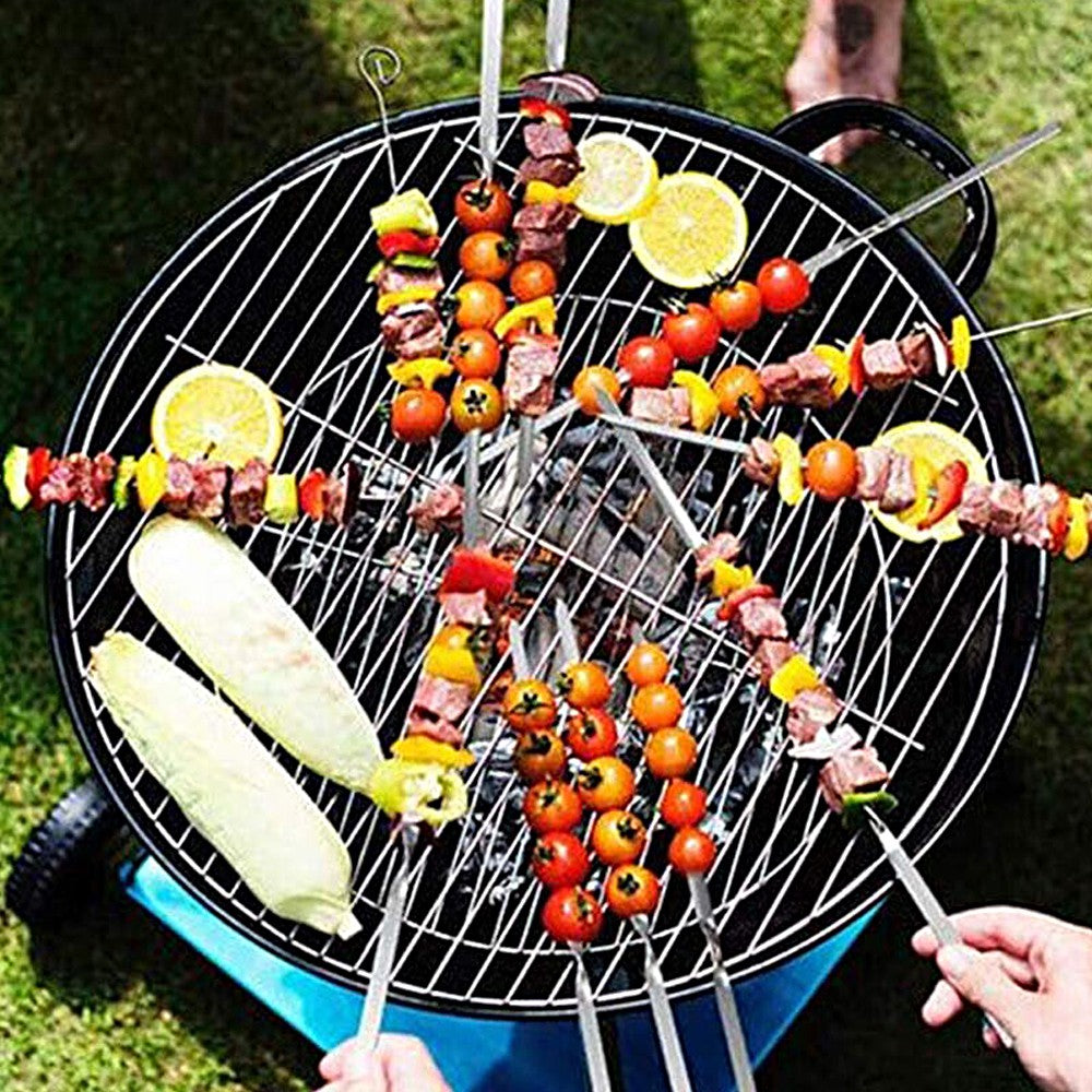 50Pcs 30cm Long Stainless Steel Barbecue Skewers Reusable Kebab Sticks BBQ Tool