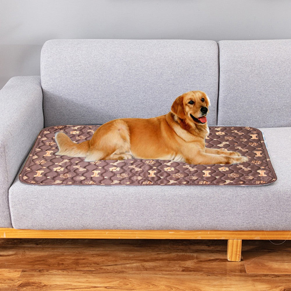 100x70cm Washable Dog Pee Pad Puppy Pee Training Absorbent Mat - Brown Print