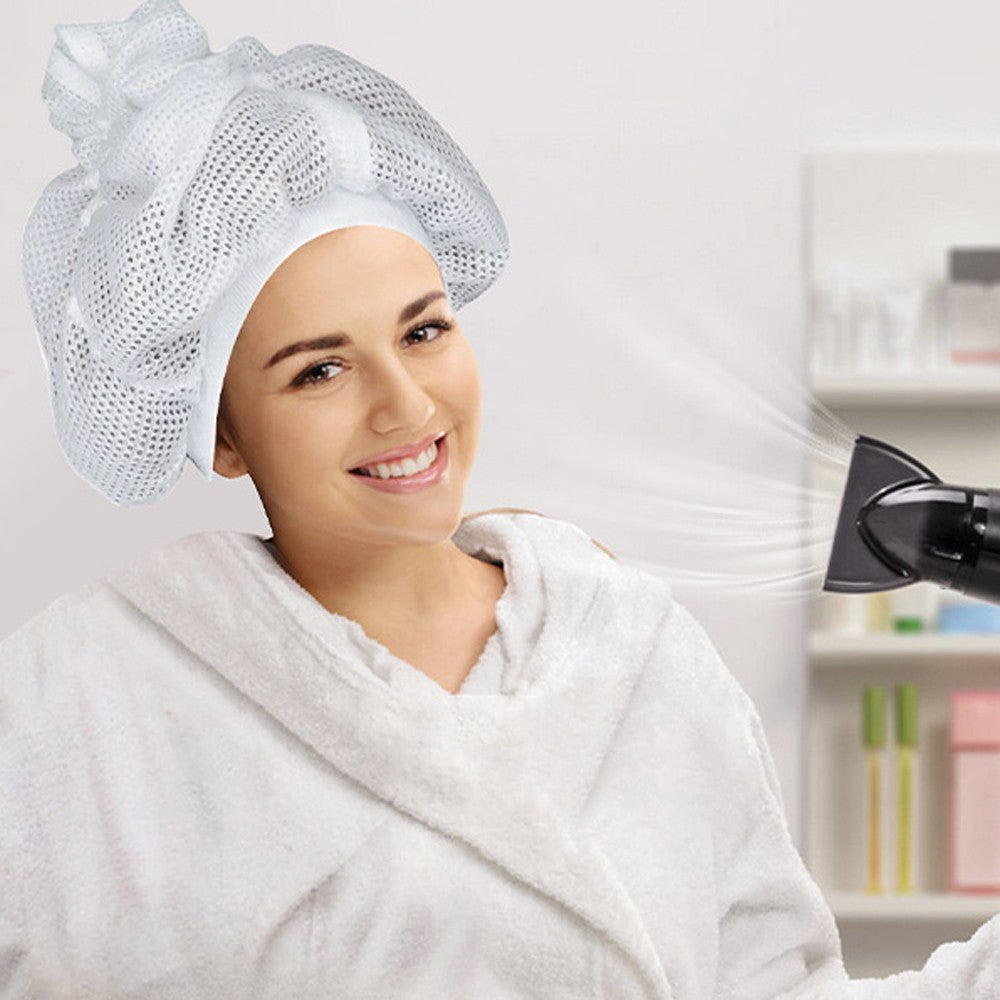 Black Hair Drying Cap with Adjustable Net Plopping Cap for Drying Curly Hair