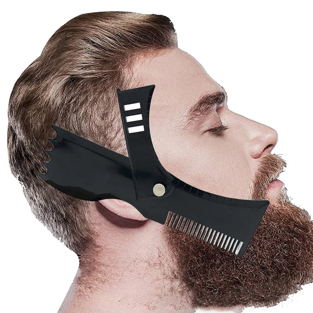 Mens Beard Shaping Tool Beard Trim Template Comb Trimming Shaper - Black
