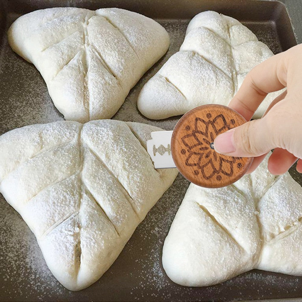 Wooden Bread Lame Cutter with 5 Replaceable Blades Dough Scoring Tools - Style 2