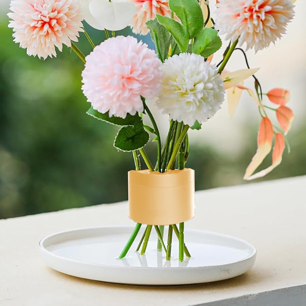 Spiral Ikebana Stem Holder for Vases DIY Flower Arrangement Holder - Yellow - S