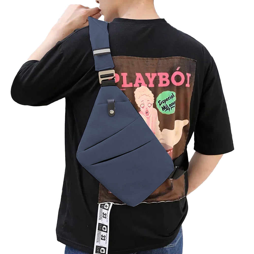 Anti-theft Sling Chest Pack Right Shoulder Bag - Blue