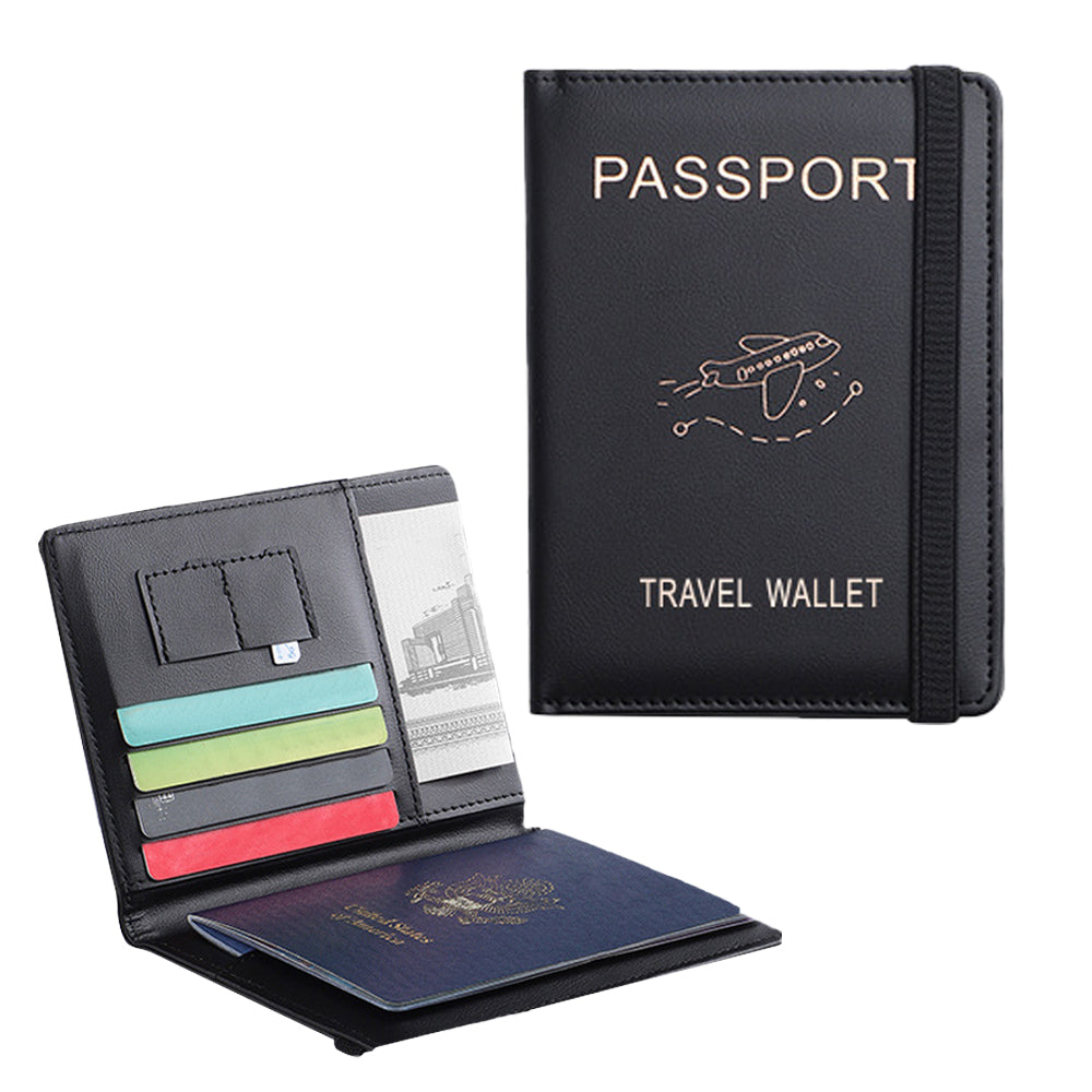RFID Blocking Passport Holder for Travel Accessories Passport Purse Card - Black