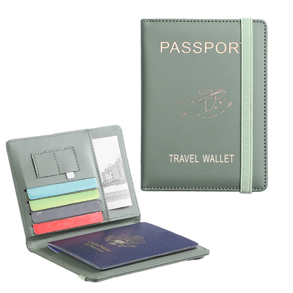 RFID Blocking Passport Holder for Travel Accessories Passport Purse Card - Green
