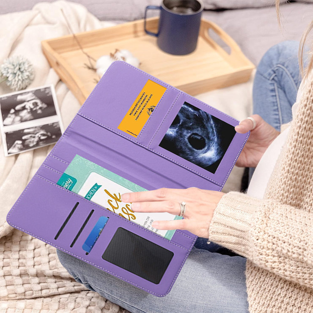 Pregnancy Journal PU Cover Card Holder for Expecting Moms Planner - Purple