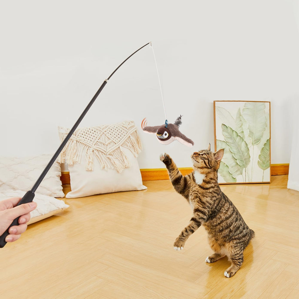 Squeaky Cat Toys Rechargeable Flapping Toy Touch Activated Plush Toys - Brown