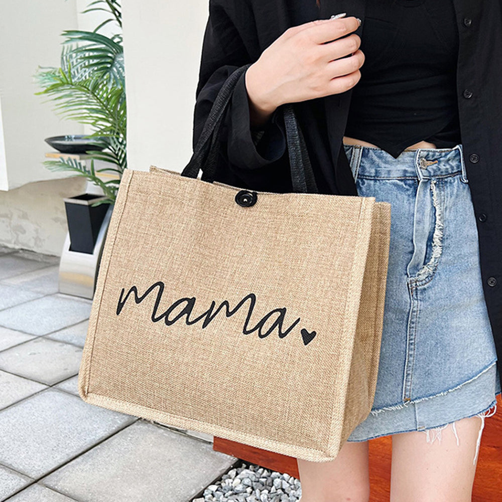 Jute Tote Bag with Handle Reusable Handbags Burlap Tote Mama Bag ST1