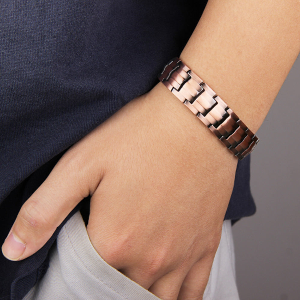 Pure Copper Bracelet with Double-Row Strong Magnets Bronze