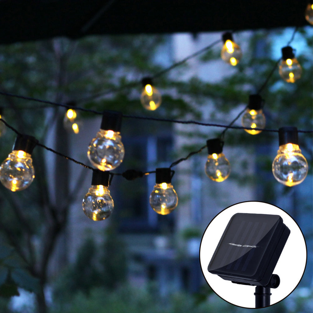 2Pcs Retro Solar String Lights Garden LED Festoon Party Globe 20 Bulbs Light