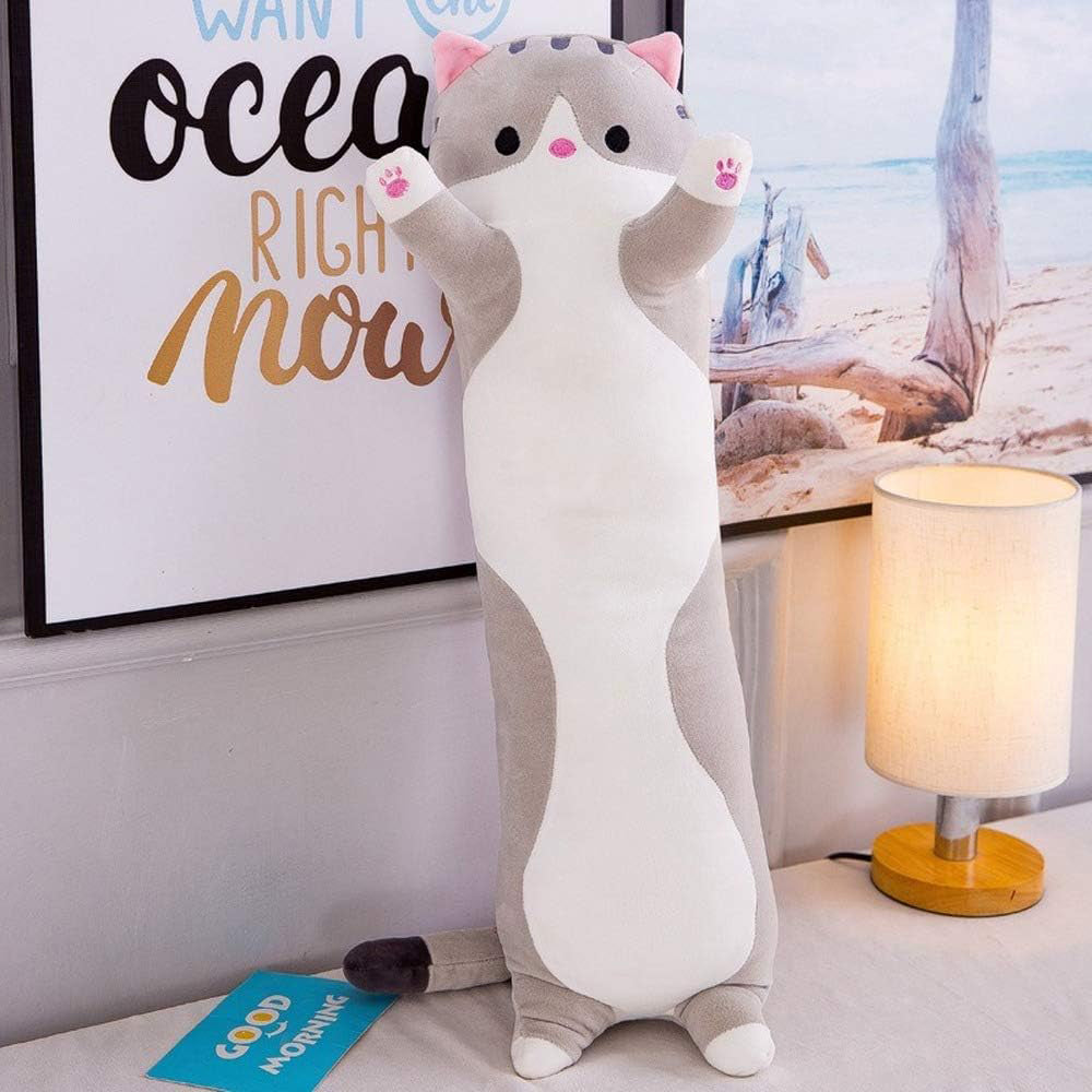 130cm Soft Cute Plush Cat Doll Toy Stuffed Kitten Pillow Cushion Grey