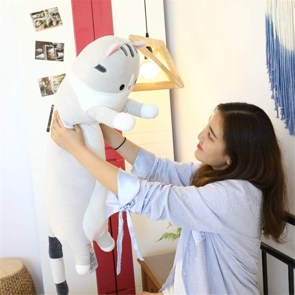 130cm Soft Cute Plush Cat Doll Toy Stuffed Kitten Pillow Cushion Grey