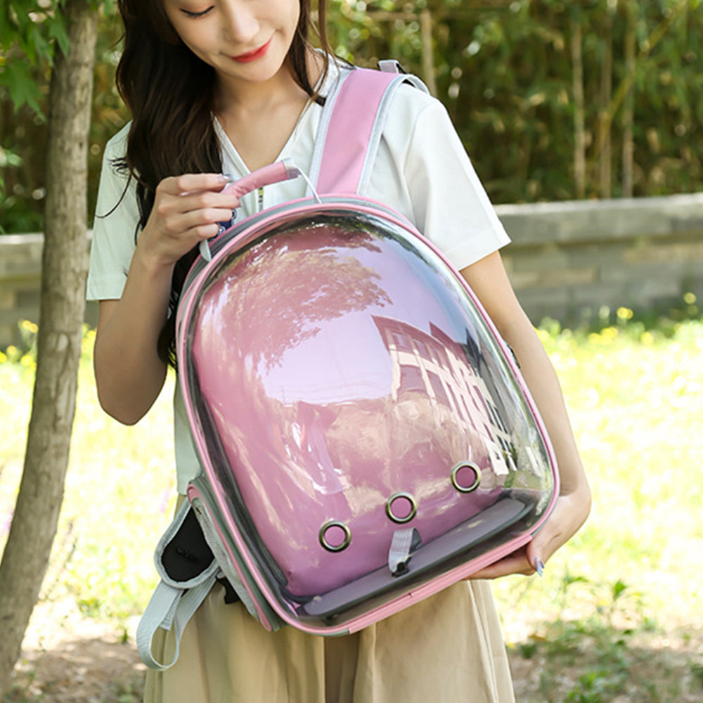 Pet Carrier Backpack Expandable Outdoor Large Capacity Pet Backpack Pink