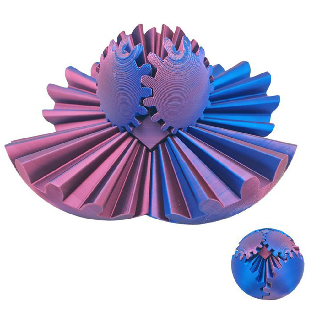 3D Printed Gear Ball Spinner Sphere Cube Stress Relief Fidget Toy Gradient Red