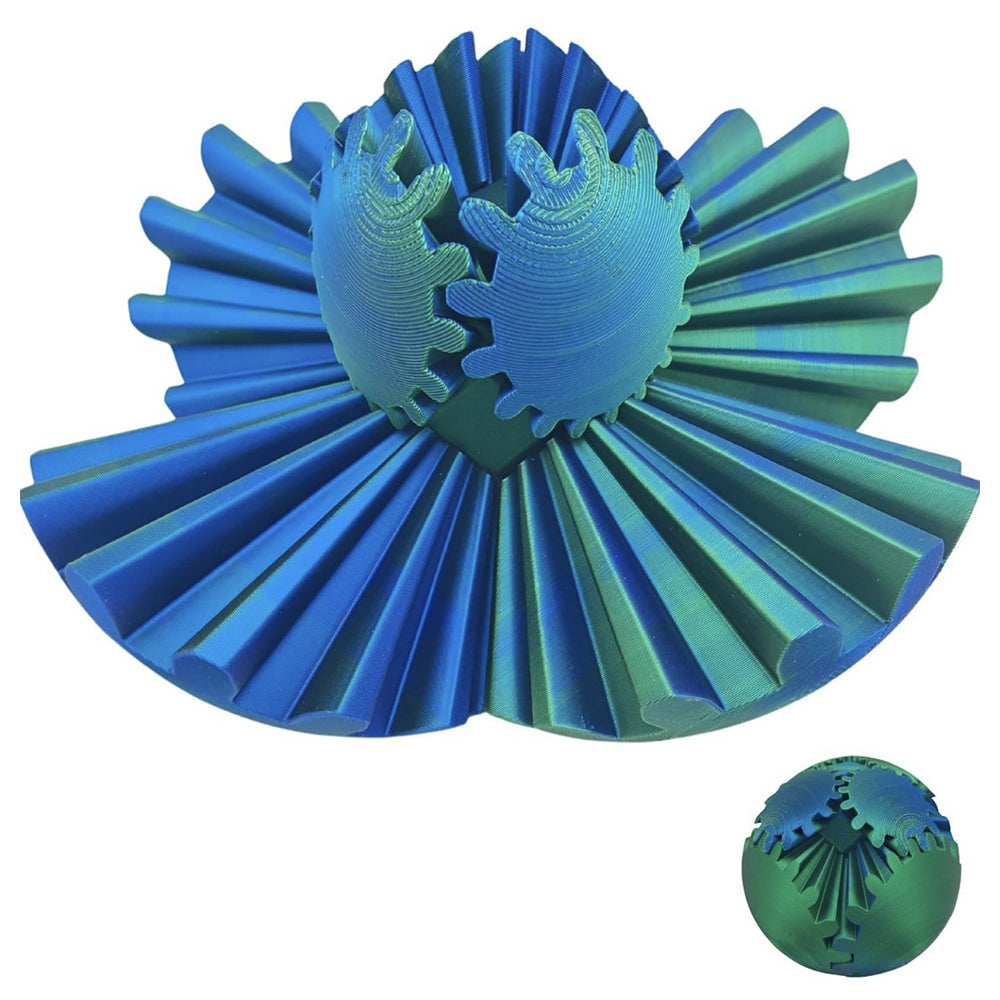 3D Printed Gear Ball Spinner Sphere Cube Stress Relief Fidget Toy Gradient Green