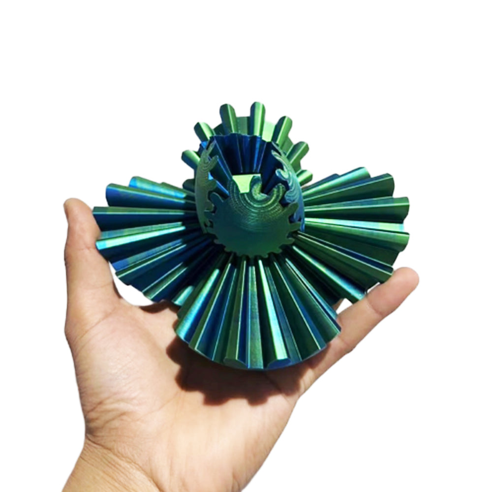 3D Printed Gear Ball Spinner Sphere Cube Stress Relief Fidget Toy Gradient Green