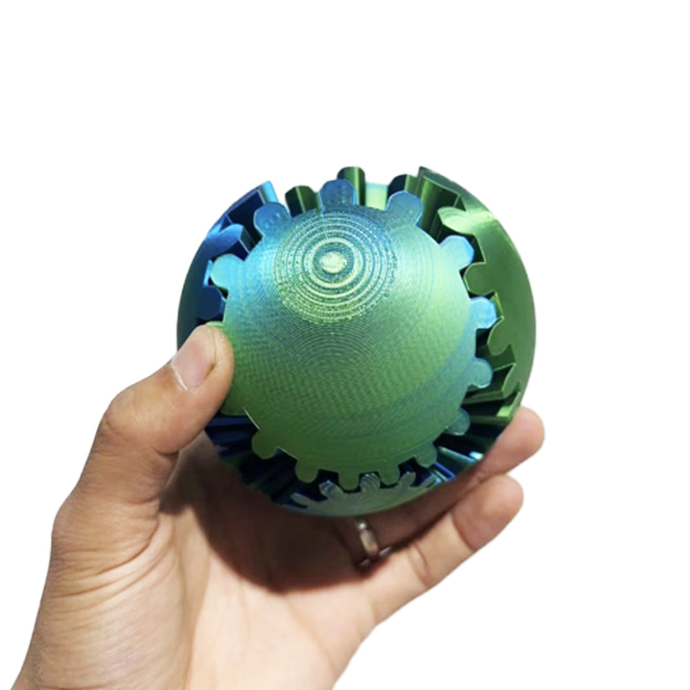 3D Printed Gear Ball Spinner Sphere Cube Stress Relief Fidget Toy Gradient Green