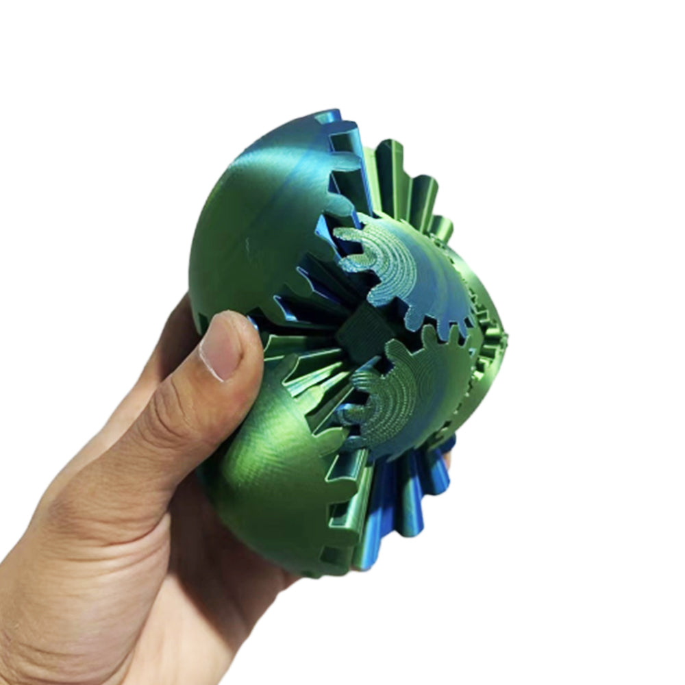 3D Printed Gear Ball Spinner Sphere Cube Stress Relief Fidget Toy Gradient Green